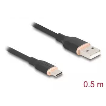 USB kabelis DeLOCK 81225 0,5 m USB A USB C melns