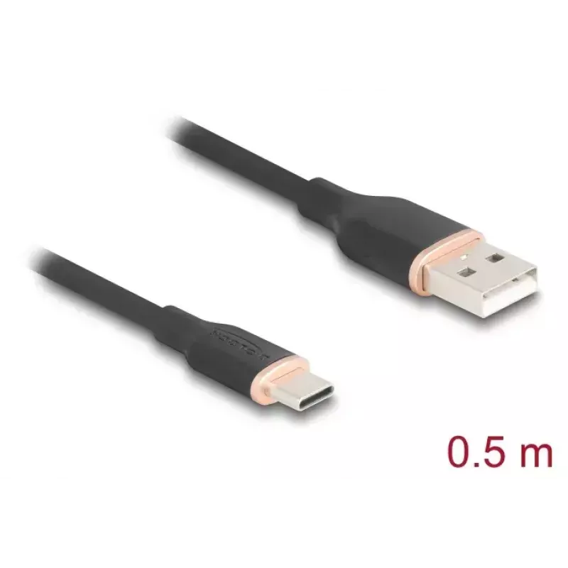 USB kabelis DeLOCK 81225 0,5 m USB A USB C melns
