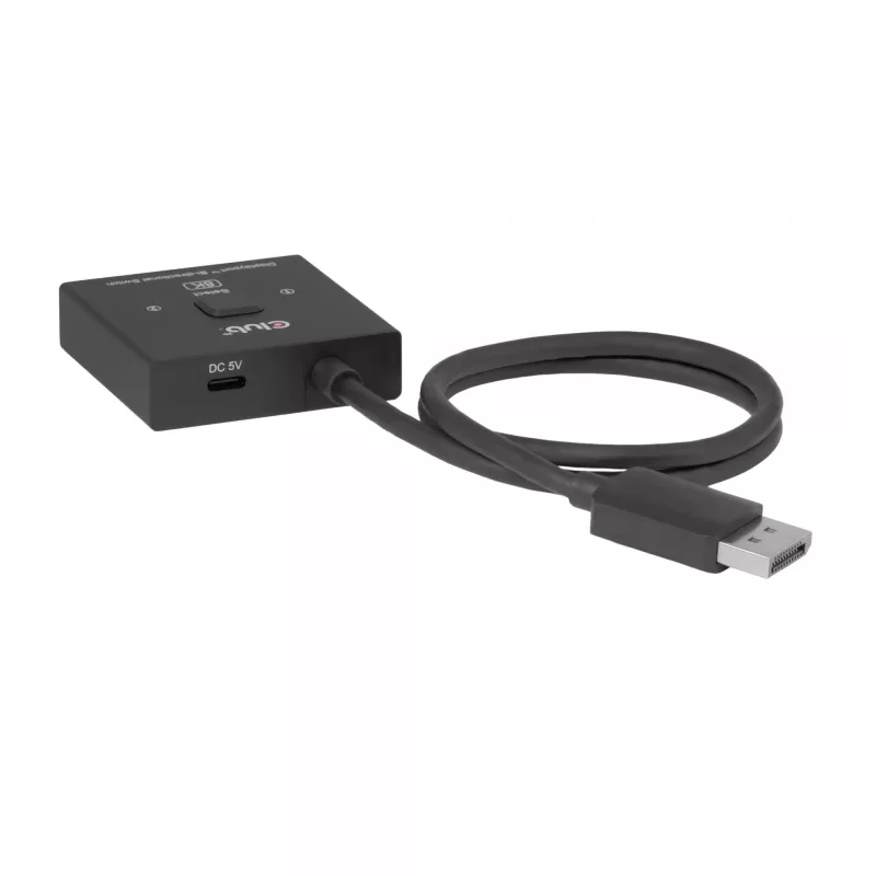 CLUB3D CSV-1009 2-in-1 divvirzienu DisplayPort slēdzis — 2x DisplayPort izejas, 8K@60Hz, melns