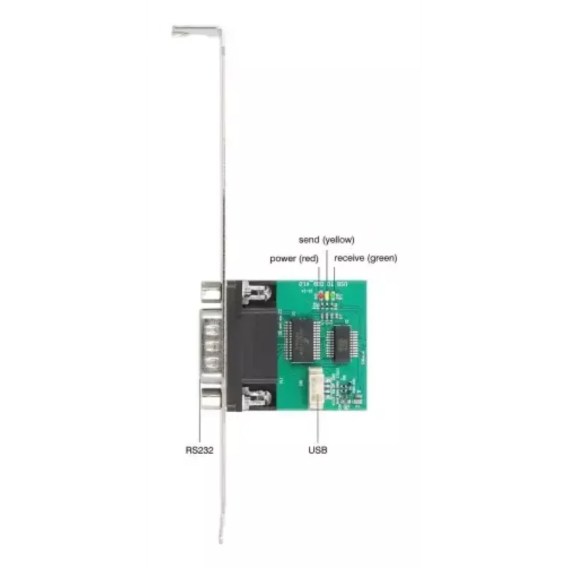 DELOCK 90582 USB 2.0 uz RS-232 seriālais pārveidotājs/atkārtotājs/izolators, FTDI FT231XS, zaļš nerūsējošais tērauds