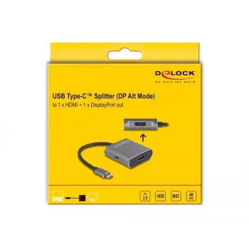 DeLOCK USB Type-C sadalītājs DP Alt Mode 1x HDMI 1x DisplayPort MST