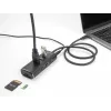 DeLOCK 3 portu USB centrmezgls 10 Gbps ar SD Micro SD lasītāju Type-C 60 cm kabelis