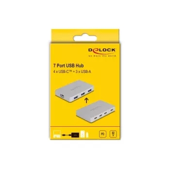 DeLOCK 7 portu USB centrmezgls 4 x USB Type-C 3 x USB Type-A PD 82 W