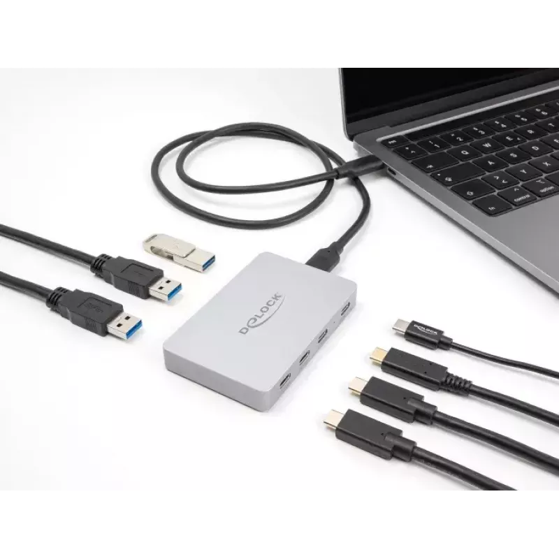 DeLOCK 7 portu USB centrmezgls 4 x USB Type-C 3 x USB Type-A PD 82 W