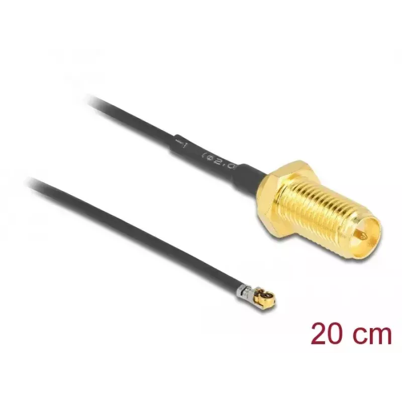 Koaksiālais kabelis DeLOCK 12656 0,2 m RP-SMA MHF 4L LK Melns