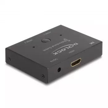 DeLOCK HDMI 2 - 1 pārslēgs divvirzienu 8K 60 Hz metāla melns