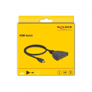 DeLOCK HDMI slēdzis 3 x HDMI ieeja uz 1 x HDMI izeja 8K 60 Hz