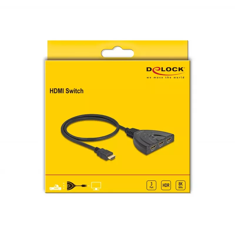 DeLOCK HDMI slēdzis 3 x HDMI ieeja uz 1 x HDMI izeja 8K 60 Hz