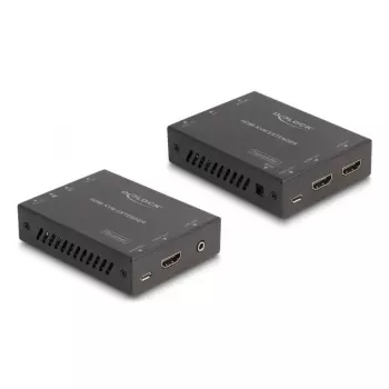 KVM paplašinātājs DELOCK 65957 — HDMI & USB raidītājs un uztvērējs, vadu, līdz 70 m, 18 Gbit/s, 600 MHz, melns