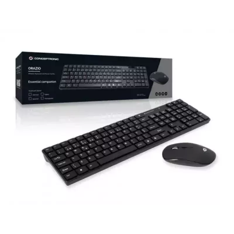 Conceptronic Orazio tastatūra ar peli Mājas RF Bezvadu QWERTY Portugāļu Melna