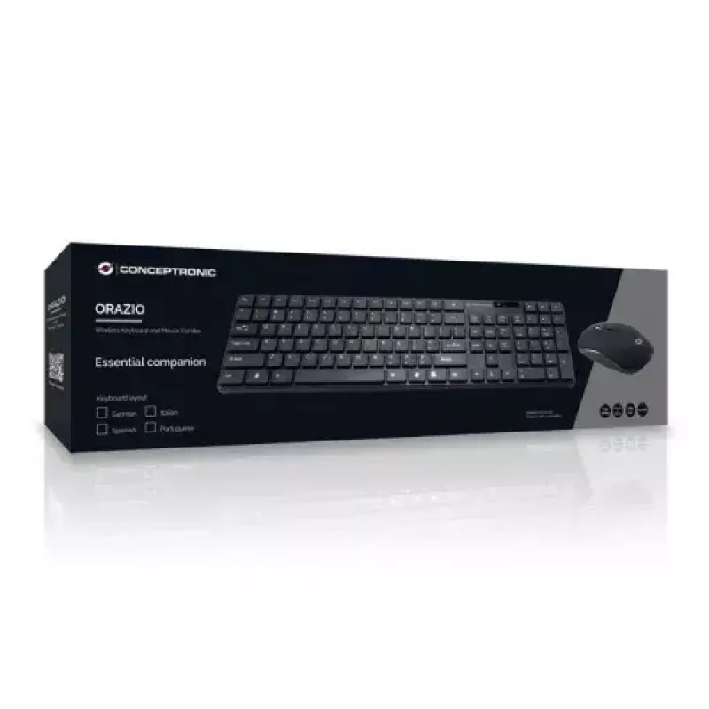 Conceptronic Orazio tastatūra ar peli Mājas RF Bezvadu QWERTY Portugāļu Melna