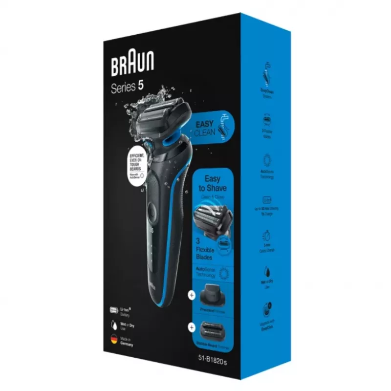 Braun Series 5 51-B1820s folijas skuveklis melns, zils