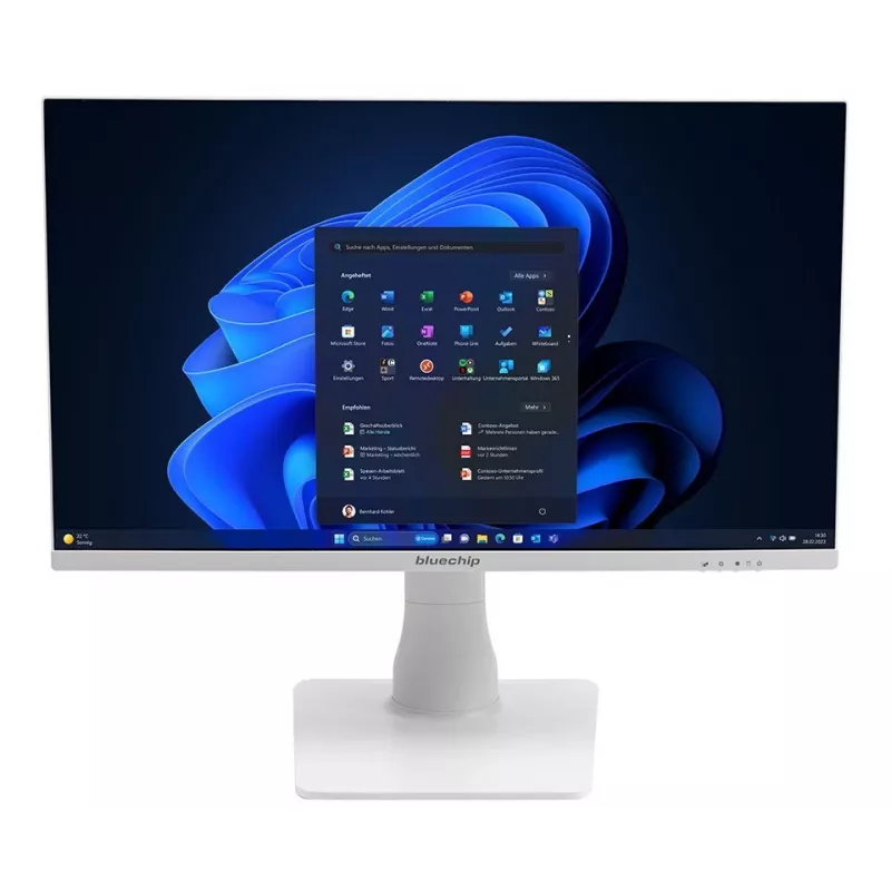 bluechip BUSINESSline AIO2350 *balta* Intel® Core™ i5 procesors 14400 / līdz 4.70 GHz, Windows 11 Pro, 23,8 collas LED IPS, 16 GB DDR4, 500 GB NVMe SSD, Intel® Wi-Fi 6 AX201, Bluetooth 5, Gigabit Ethernet, Intel® UHD grafika