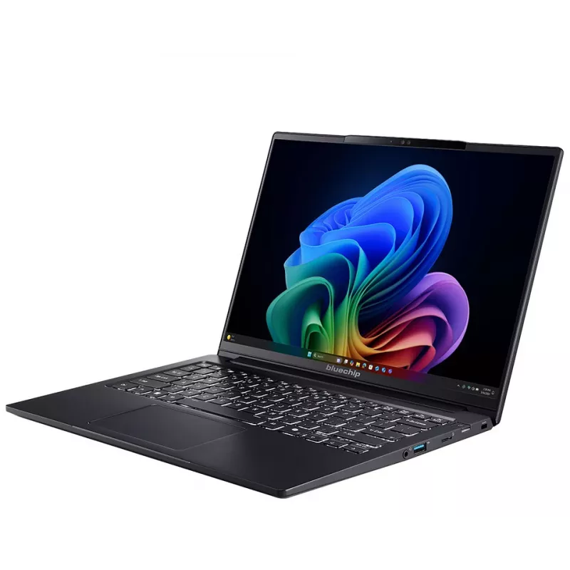 bluechip TRAVELline U14W17, Copilot+ PC Intel Core Ultra 5 135H klēpjdators 35,6 cm (14 collas) 16 GB LPDDR5x-SDRAM 500 GB SSD Wi-Fi 7 (802.11be) Windows 11 Pro Melns