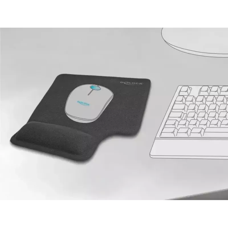 DeLOCK ergonomisks peles paliktnis ar gēla plaukstas balstu kreilis melns