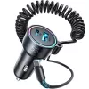 Auto lādētājs Joyroom JR-CL07 3-in-1 60W ar iebūvētu USB-C kabeli 1,6 m, melns