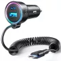 Auto lādētājs Joyroom JR-CL07 3-in-1 60W ar iebūvētu USB-C kabeli 1,6 m, melns