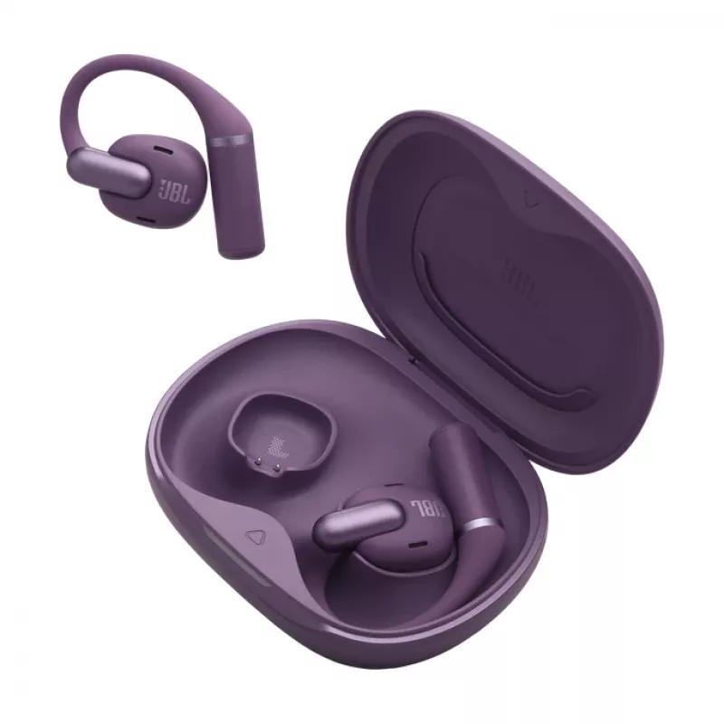 Austiņas JBL Sense Pro TWS Bluetooth auss āķis intraaurālas 20–40000 Hz USB-C uzlādes statīvs violets