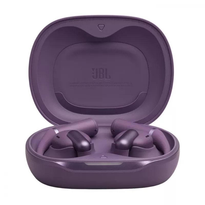 Austiņas JBL Sense Pro TWS Bluetooth auss āķis intraaurālas 20–40000 Hz USB-C uzlādes statīvs violets
