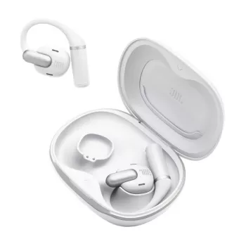 Austiņas JBL Sense Pro TWS auss āķa tipa, zvaniem un mūzikai, 20–40000 Hz, USB-C uzlādes statīvs, balts
