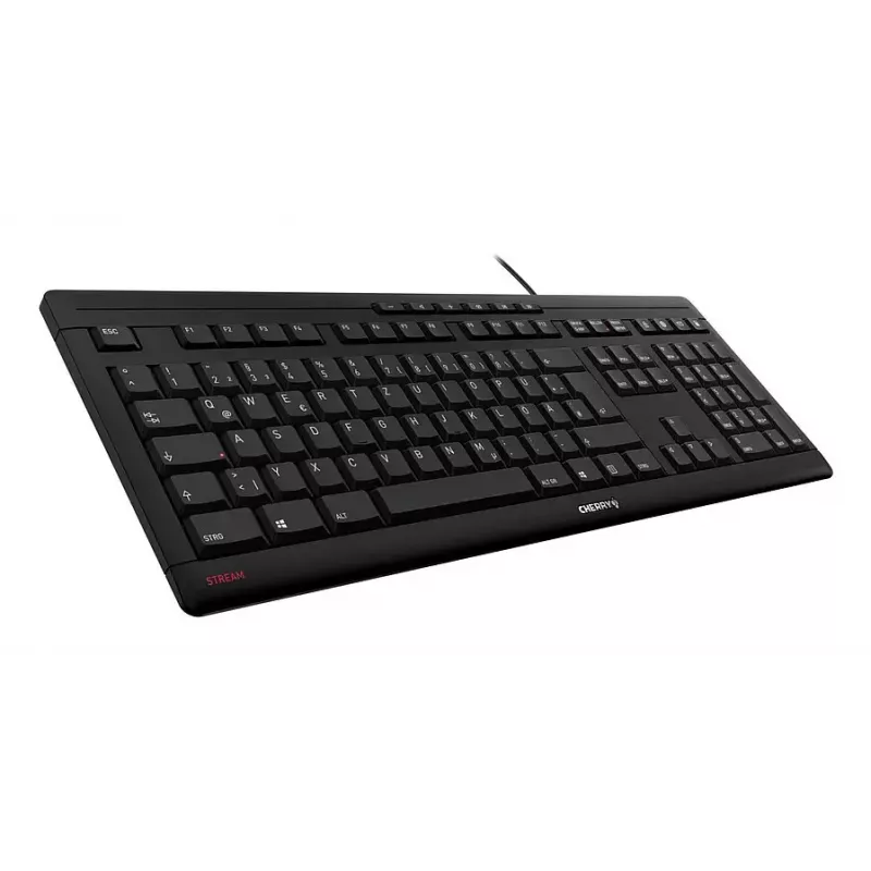 CHERRY STREAM tastatūra Mājas/Biroja USB QWERTY Portugāļu Melna Pelēka Pilna izmēra 115 taustiņi