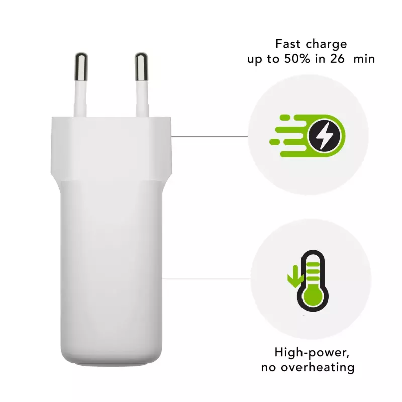 USB-C sienas lādētājs 45W d bramante re-charge Pro — Iekštelpu maiņstrāva, 110–240 V, Balta