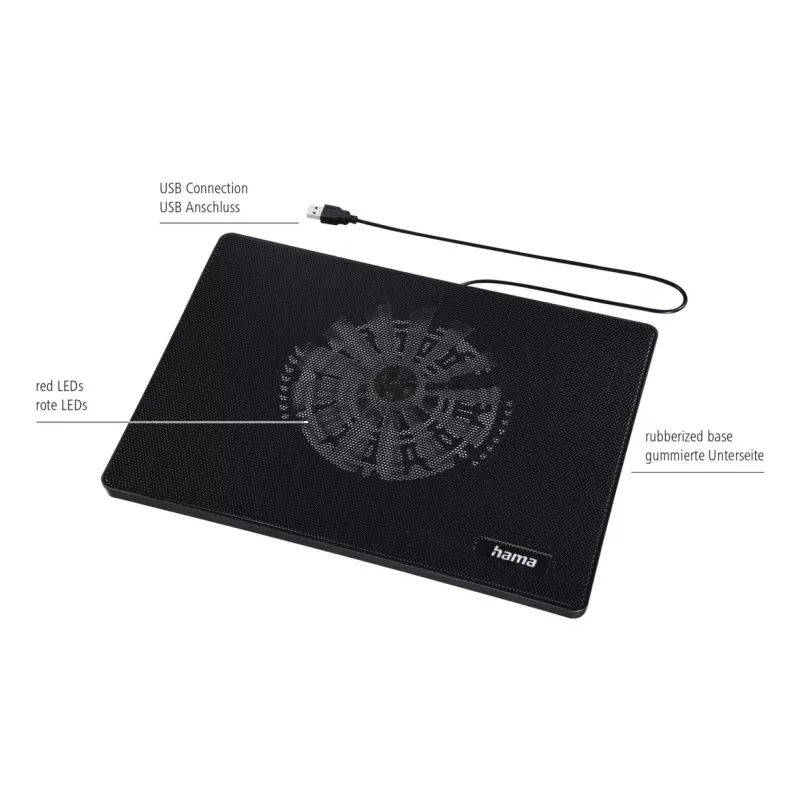 Hama plāns klēpjdatora dzesēšanas paliktnis 39,6 cm (15,6 collas) Melns