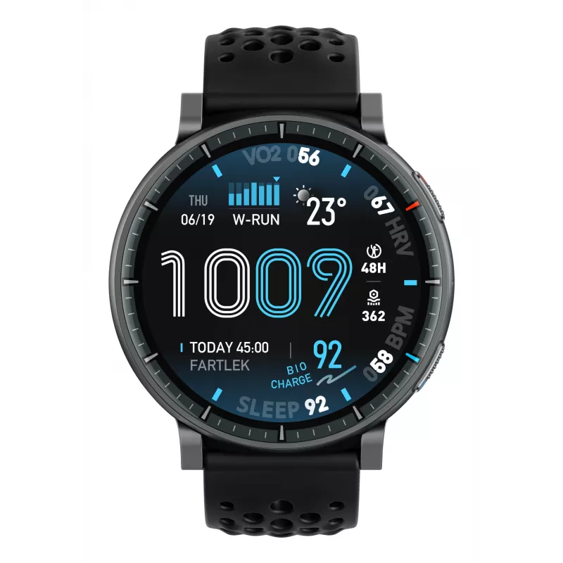 Viedpulkstenis Amazfit Active Max apaļš AMOLED 1,5 collu 480×480 skārienekrāns 64 MB RAM 4 GB 658 mAh melns