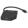 Manhattan Mini DisplayPort 1.2 uz HDMI, DVI un VGA adaptera kabelis (3-in-1), 25 cm, melns, vīriešu uz sieviešu, pasīvs, HDMI 4K@30Hz, VGA un DVI 1080p@60Hz, ekvivalents MDP2VGDVHD, saderīgs ar DVD-D, trīs gadu garantija, blisteris