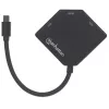 Manhattan Mini DisplayPort 1.2 uz HDMI, DVI un VGA adaptera kabelis (3-in-1), 25 cm, melns, vīriešu uz sieviešu, pasīvs, HDMI 4K@30Hz, VGA un DVI 1080p@60Hz, ekvivalents MDP2VGDVHD, saderīgs ar DVD-D, trīs gadu garantija, blisteris