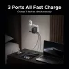 Iekštelpu maiņstrāvas mobilās ierīces lādētājs UGREEN 55001 — 2× USB-C, 100–240V, ātrā uzlāde, melns/pelēks