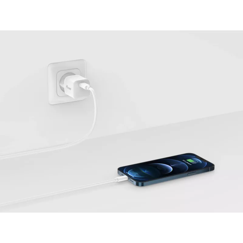 Equip 1 pieslēgvietas 20 W USB-C PD lādētājs, iekštelpu, maiņstrāva, balts, 100–240 V