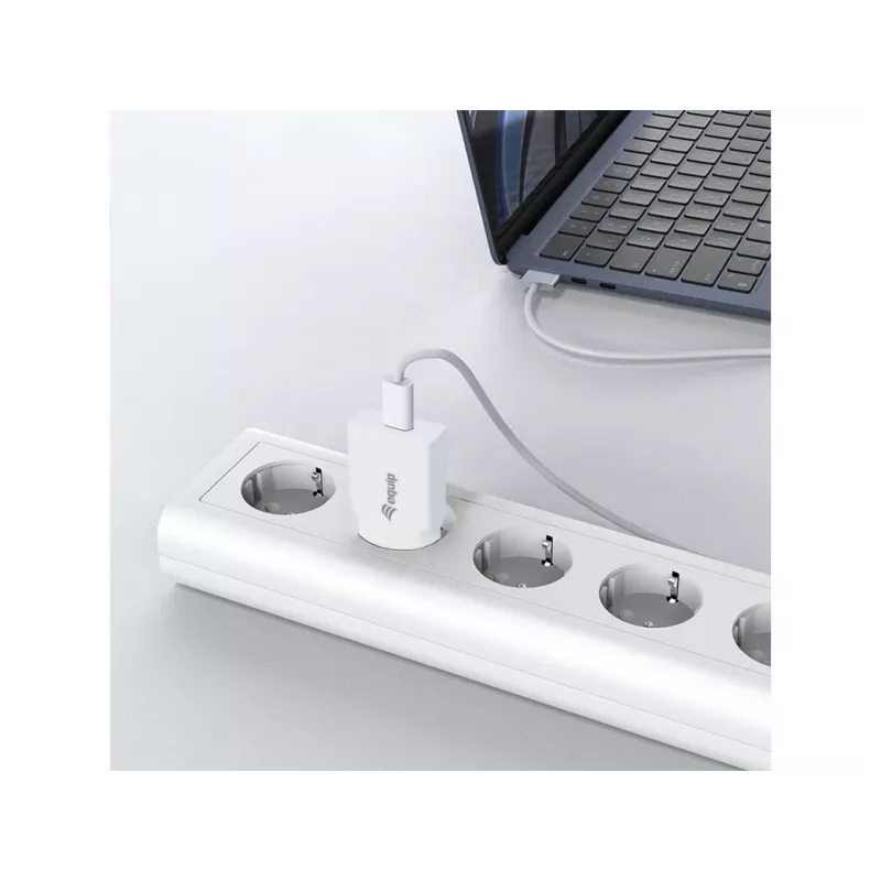 Sienas lādētājs EQUIP 1-Ports 20W GaN USB-C PD — 100–240V ieeja, 12V maks. izeja, balts