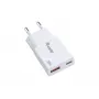 EQUIP 2‑portu 20W GaN plāns USB PD lādētājs — USB‑C x1, USB‑A x1, ieeja 100–240 V, maks. izeja 12 V, balts
