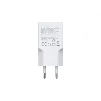 EQUIP 2‑portu 20W GaN plāns USB PD lādētājs — USB‑C x1, USB‑A x1, ieeja 100–240 V, maks. izeja 12 V, balts