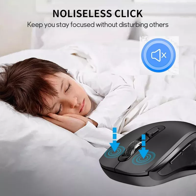 EQUIP abām rokām piemērota 6 pogu divu režīmu bezvadu pele, optiska 1600 DPI, RF + Bluetooth, melna