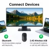 EQUIP abām rokām piemērota 6 pogu divu režīmu bezvadu pele, optiska 1600 DPI, RF + Bluetooth, melna