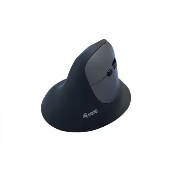 EQUIP ergonomiskā labās rokas vertikālā bezvadu pele 1600 DPI, RF Wireless + Bluetooth, uzlādējama, 6 pogas, melna