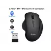 EQUIP 6 pogu divu režīmu uzlādējama bezvadu pele — labročiem, optiskā 1600 DPI, RF bezvadu + Bluetooth, melna
