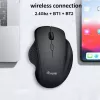 EQUIP 6 pogu divu režīmu uzlādējama bezvadu pele — labročiem, optiskā 1600 DPI, RF bezvadu + Bluetooth, melna