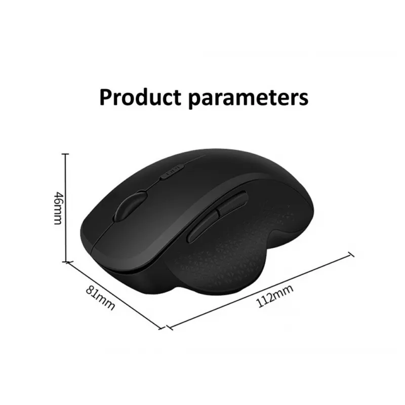 EQUIP 6 pogu divu režīmu uzlādējama bezvadu pele — labročiem, optiskā 1600 DPI, RF bezvadu + Bluetooth, melna