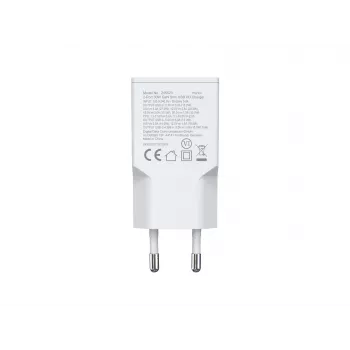 EQUIP 2 portu 30 W GaN plāns USB PD lādētājs — USB-C x1, USB-A x1, 100–240 V ieeja, maks. 20 V izeja, balts