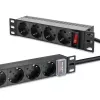 Barošanas sadalītājs QOLTEC 54603 — 1U statnē montējams, 16A ieeja, 4× SCHUKO rozetes