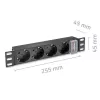 Barošanas sadalītājs QOLTEC 54603 — 1U statnē montējams, 16A ieeja, 4× SCHUKO rozetes