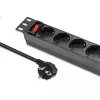 Barošanas sadalītājs QOLTEC 54603 — 1U statnē montējams, 16A ieeja, 4× SCHUKO rozetes