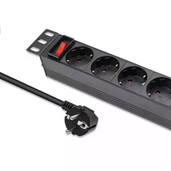 Barošanas sadalītājs QOLTEC 54603 — 1U statnē montējams, 16A ieeja, 4× SCHUKO rozetes