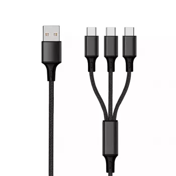 USB kabelis 2GO 797156 1,5 m USB B 3 x USB C melns