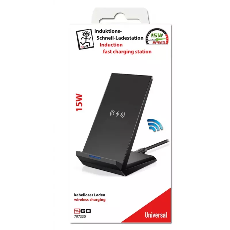 Iekštelpu lādētājs 2GO 797330 Viedtālrunis Melns USB Bezvadu Ātrā uzlāde