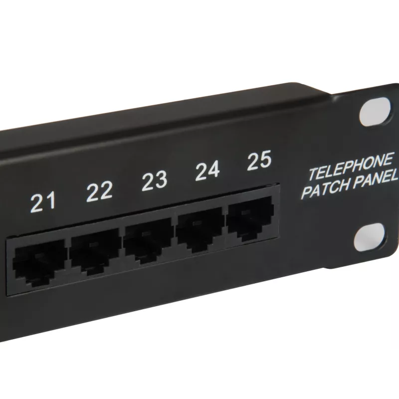 Equip 25 portu Cat.3 RJ45 ISDN sadales panelis, melns