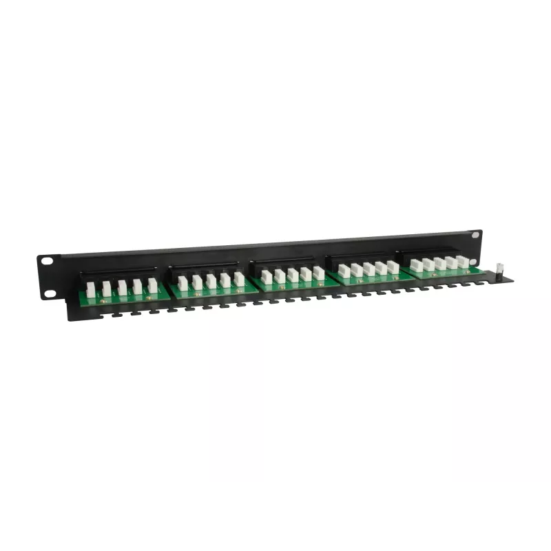 Equip 25 portu Cat.3 RJ45 ISDN sadales panelis, melns